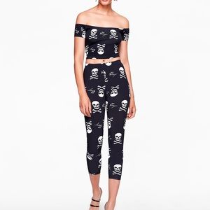Betsey Johnson Vintage Inspired Black Skull Leggings